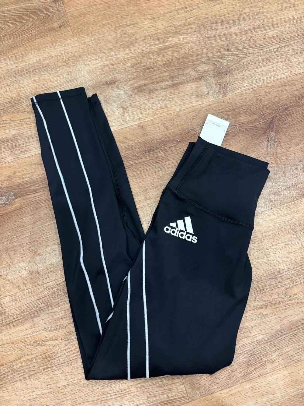 adidas Black Leggings with White Stripe Detail